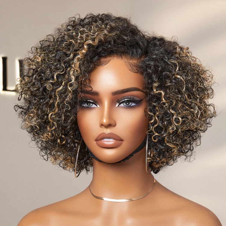 Short Curly Human Hair Wig | Minimalist HD Lace | Glueless Side Part | Lumma
