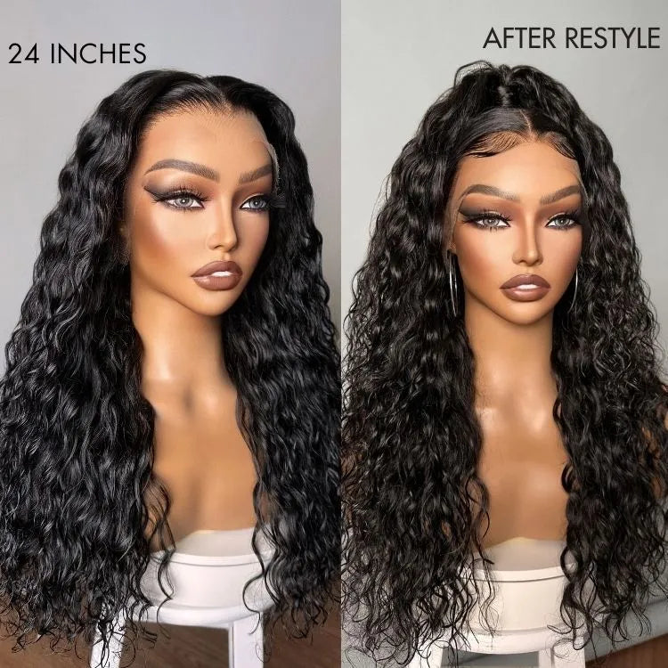 Water Wave Human Hair Wig | 13x4 HD Lace Front | Glueless Pre-Cut Lace | 180% Density | Lumma