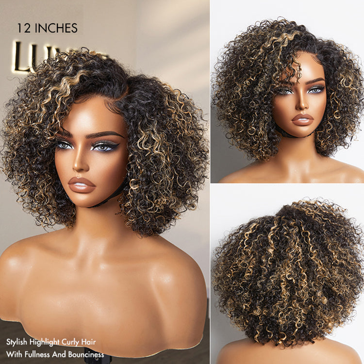 Short Curly Human Hair Wig | Minimalist HD Lace | Glueless Side Part | Lumma
