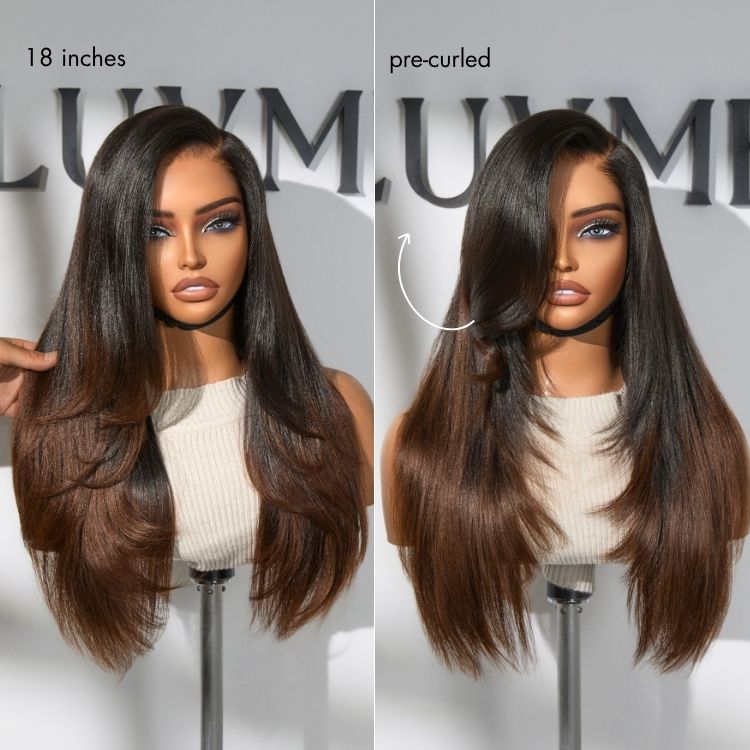 180% Density Human Hair Wig | Glueless HD Lace 7x6 Closure (Pre-Cut) | Butterfly Cut, Light Yaki Straight | Lumma