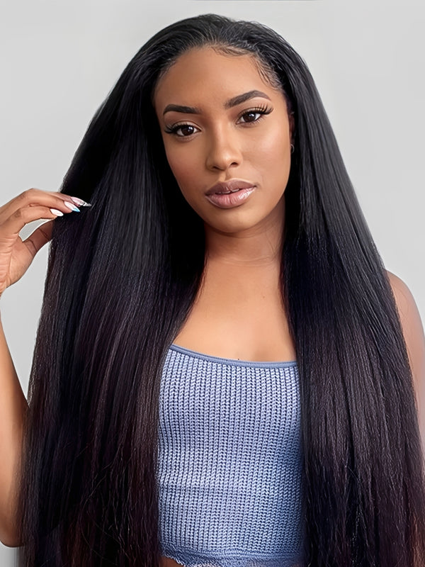 Yaki Straight Human Hair Wig | Glueless 13x6 Lace | Wear & Go | Lumma