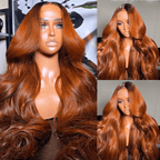 Ginger Ombre Body Wave Human Hair Lace Wig | HD Lace Front 13x4 or 4x4 Closure | Dark Roots | Lumma